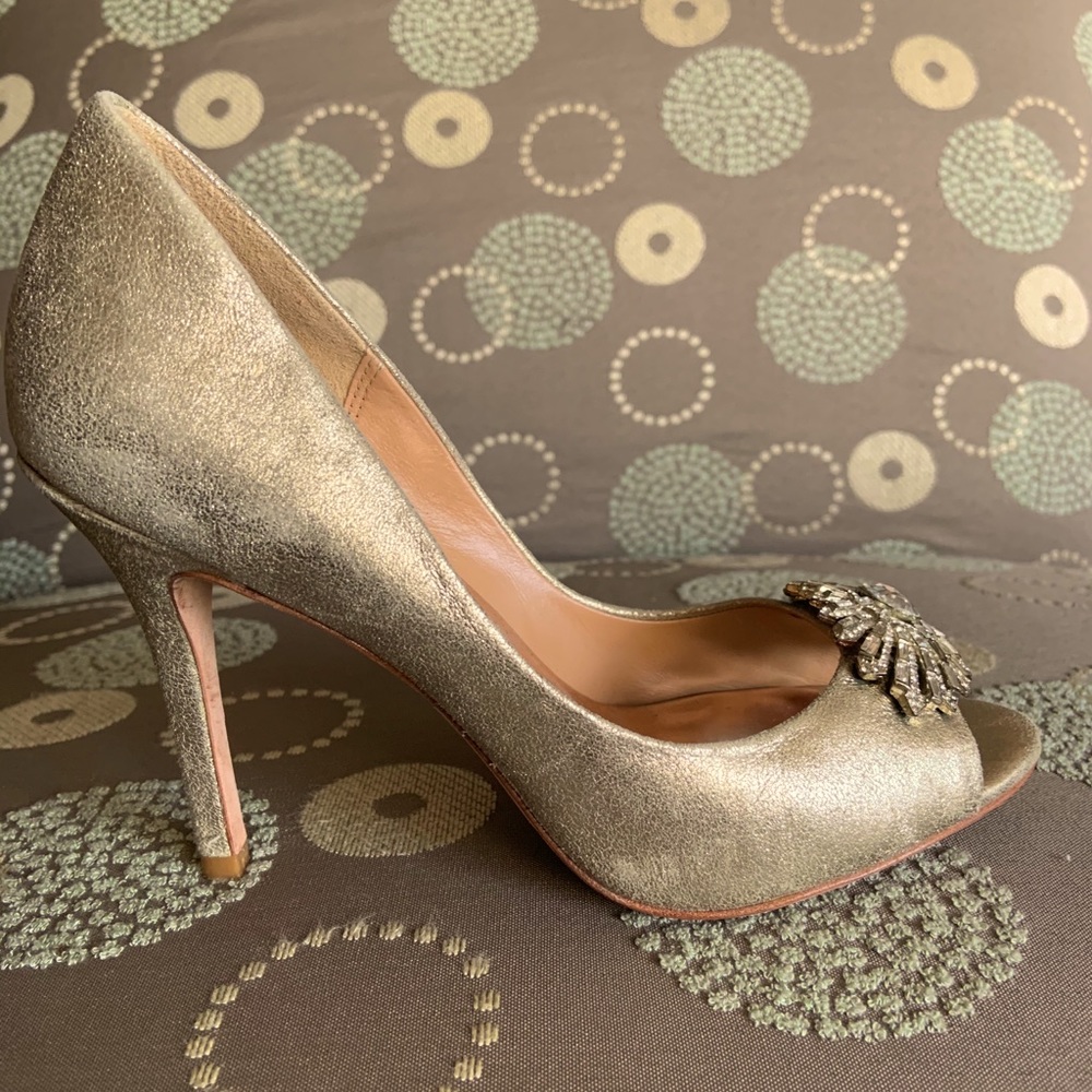 Badgley Mischka Gold Suede Heels